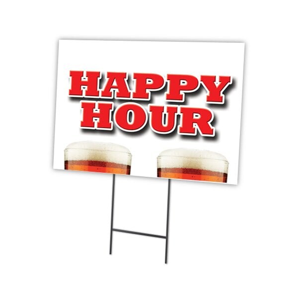 Signmission Happy Hour Yard Sign & Stake outdoor plastic coroplast window, C-1824 Happy Hour C-1824 Happy Hour - main